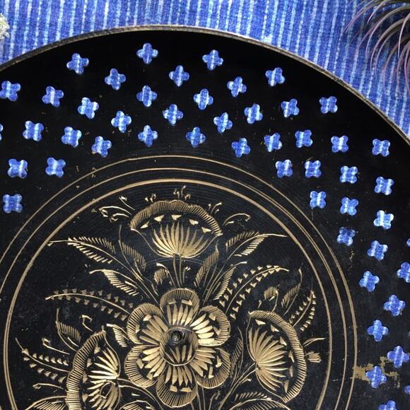 Whimsigoth catch all dish Black Dark Academia Goth Brass Floral Vintage - Picture 6 of 10